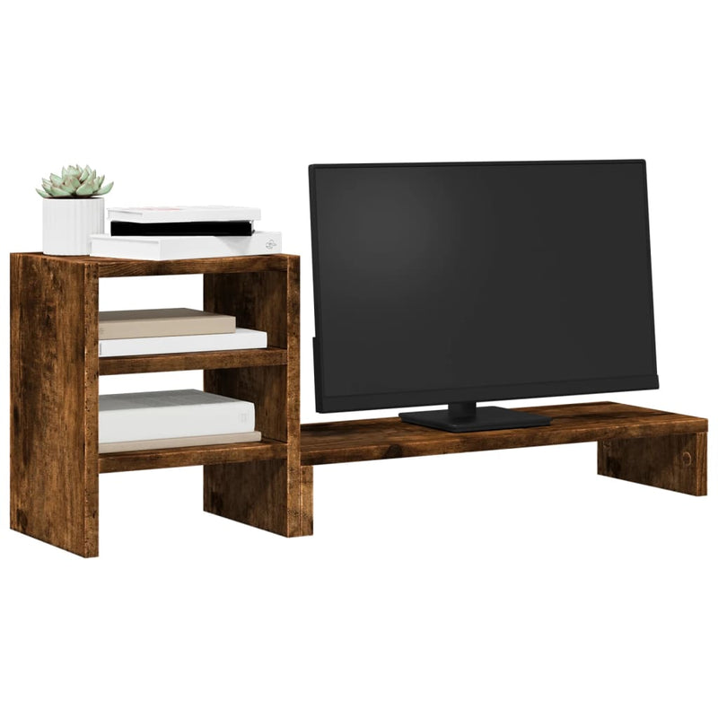 Load image into Gallery viewer, VidaXL Monitorstandaard met bureau-organizer hout gerookt eikenkleurig
