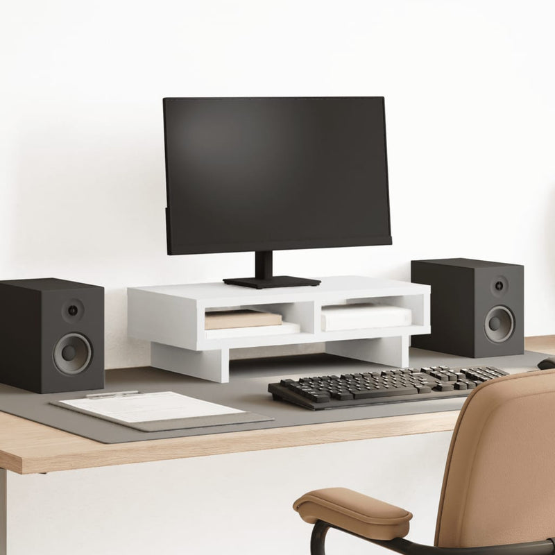 Load image into Gallery viewer, Vidaxl monitorstandaard 50x27x15 cm bewerkt hout wit
