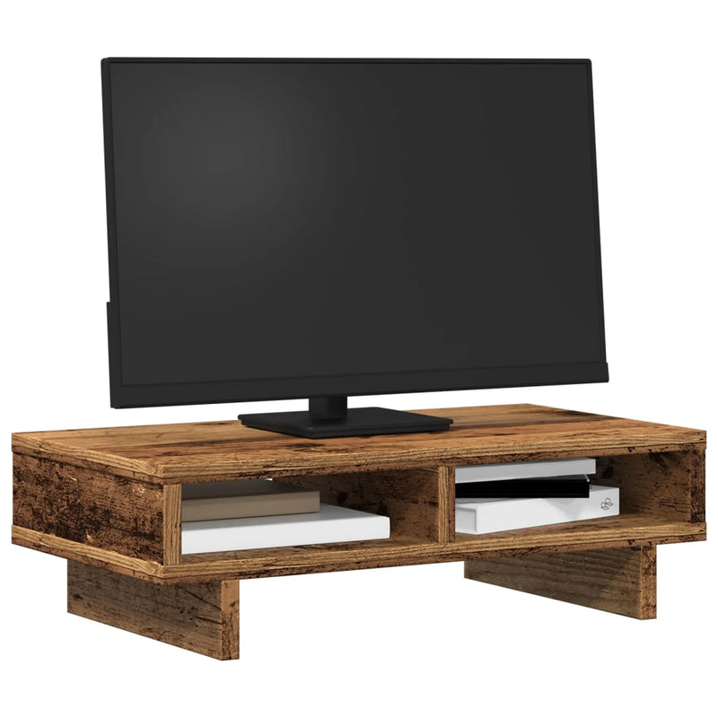 Load image into Gallery viewer, Vidaxl monitorstandaard 50x27x15 cm bewerkt hout oud houtkleurig
