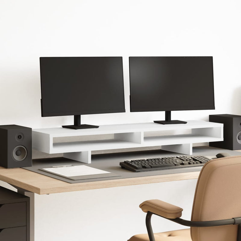 Load image into Gallery viewer, Vidaxl monitorstandaard 100x27x15 cm bewerkt hout wit
