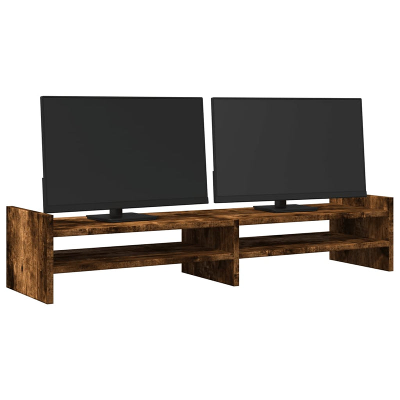 Load image into Gallery viewer, Vidaxl monitorstandaard 100x27x20 cm bewerkt hout gerookt eikenkleurig
