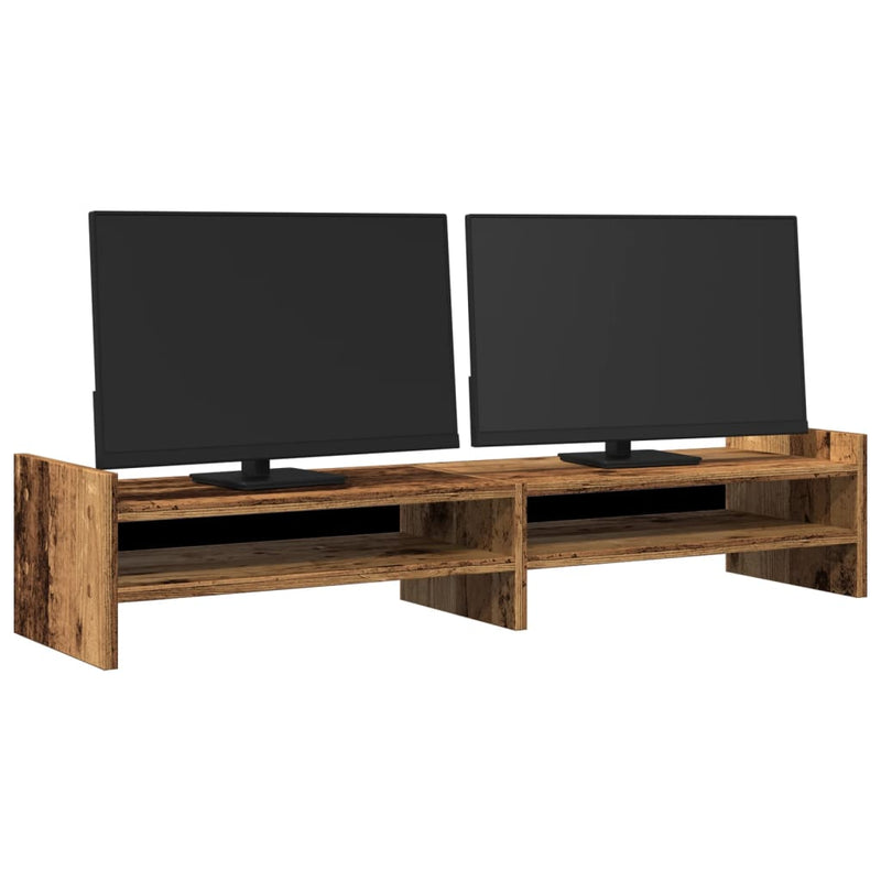 Load image into Gallery viewer, Vidaxl monitorstandaard 100x27x20 cm bewerkt hout oud houtkleurig
