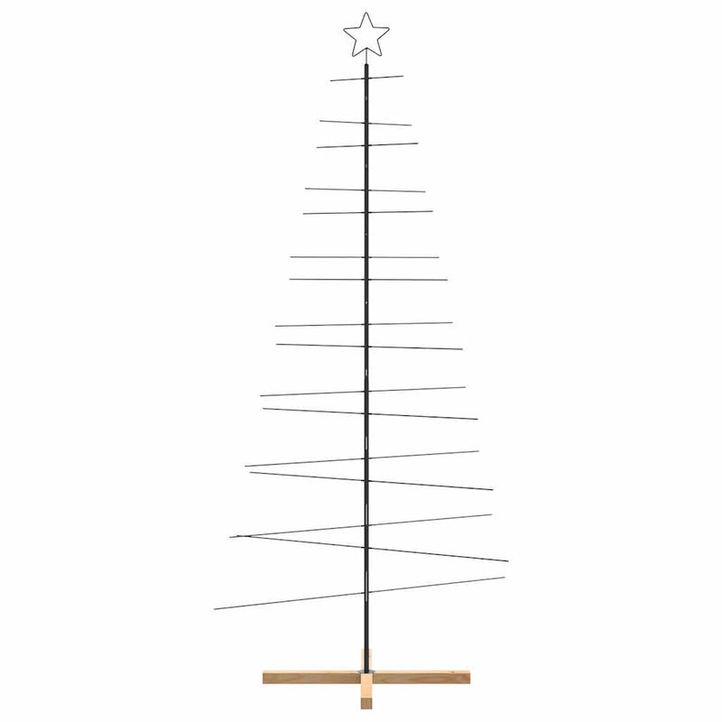 Load image into Gallery viewer, Vidaxl kerstdecoratie kerstboom met houten basis 210 cm metaal zwart
