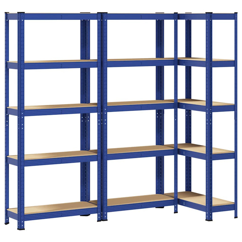 Load image into Gallery viewer, Vidaxl opbergrekken 3 st 5-laags staal en bewerkt hout blauw
