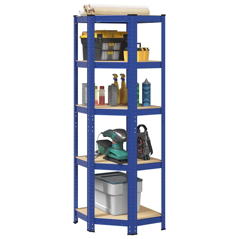 Load image into Gallery viewer, Vidaxl hoekrek 5-laags staal en bewerkt hout blauw
