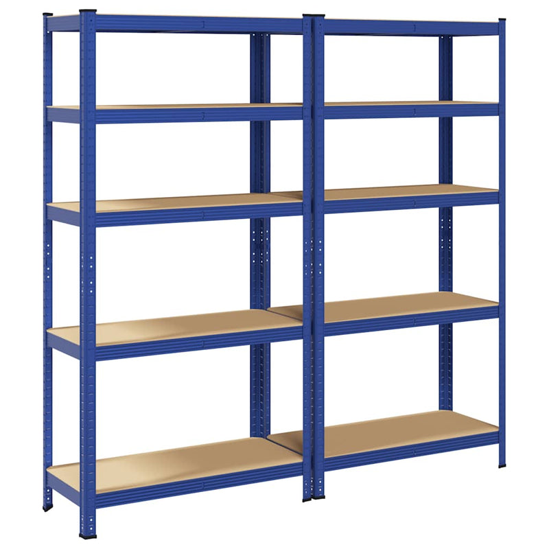 Load image into Gallery viewer, Vidaxl opbergrekken 2 st 5-laags staal en bewerkt hout blauw
