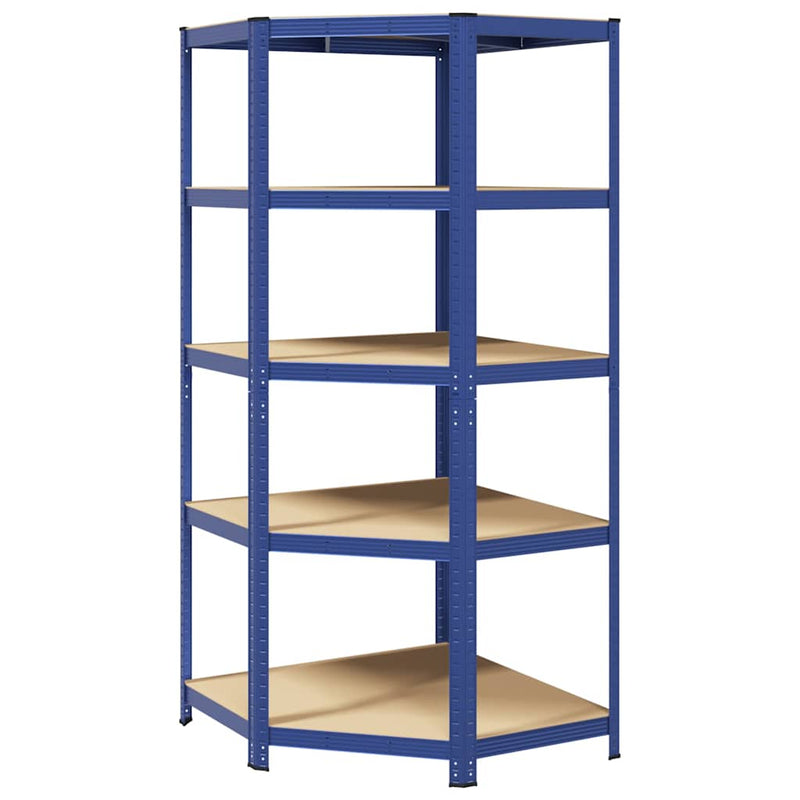 Load image into Gallery viewer, Vidaxl hoekrek 5-laags staal en bewerkt hout blauw
