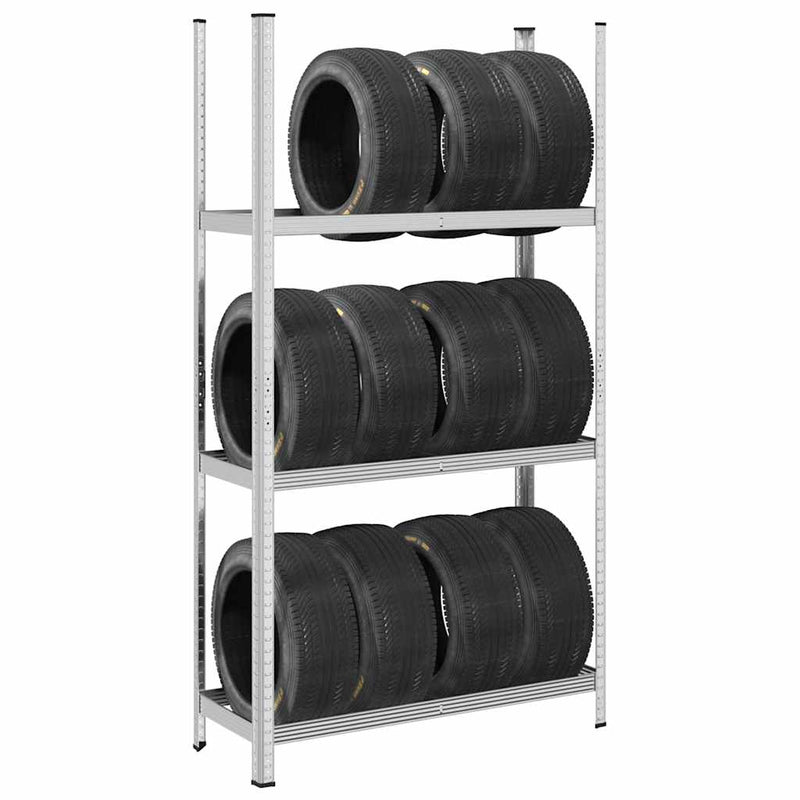 Load image into Gallery viewer, Vidaxl bandenrek 3-laags 110x40x200 cm staal zilverkleurig

