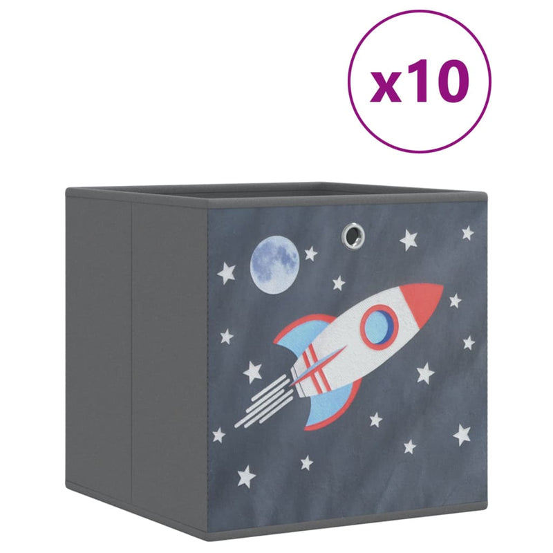 Load image into Gallery viewer, Vidaxl opbergboxen 10 st inklapbaar 32x32x32 cm ongeweven stof grijs
