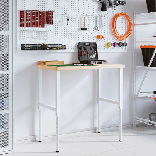 Vidaxl werkbank rechthoekig 100x60x(73-99,5) cm massief eikenhout