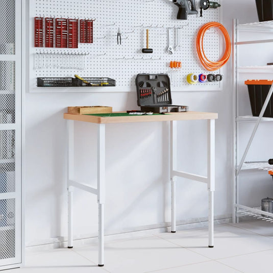 Vidaxl werkbank rechthoekig 100x60x(73-99,5) cm massief beukenhout