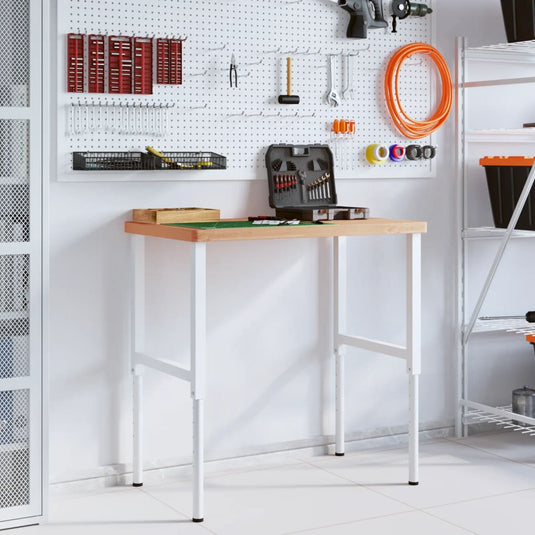 Vidaxl werkbank rechthoekig 100x60x(73-99,5) cm massief beukenhout