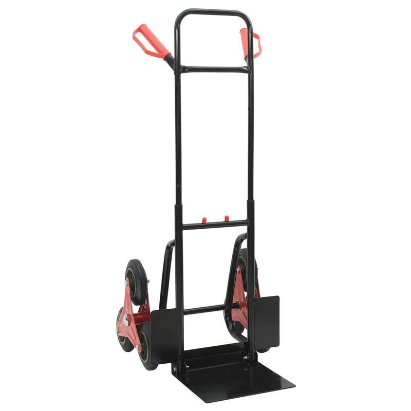 Load image into Gallery viewer, Vidaxl handtrolley zwart en rood 64,5 x 49,5 x 114 cm staal

