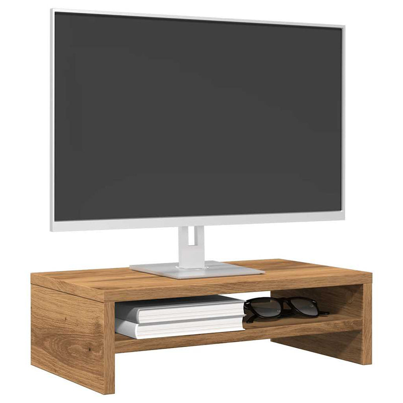 Load image into Gallery viewer, VidaXL Monitorstandaard 42x24x13 cm bewerkt hout artisanaal eikenkleur
