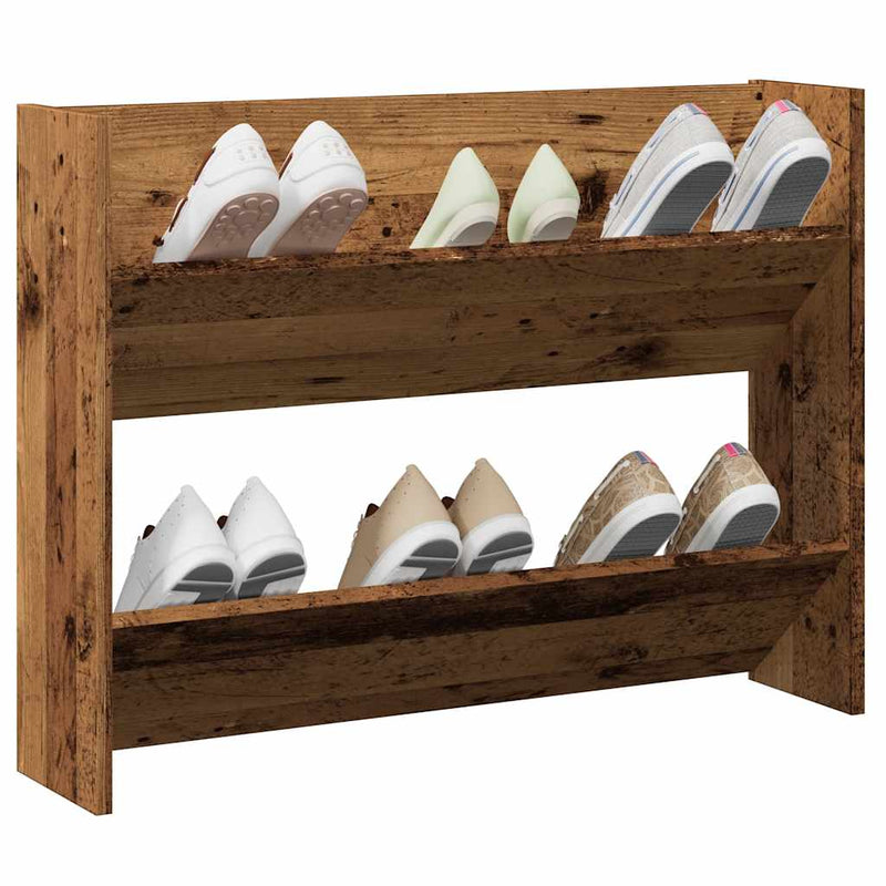 Load image into Gallery viewer, Vidaxl wandschoenenkast 80x18x60 cm bewerkt hout oud houtkleurig
