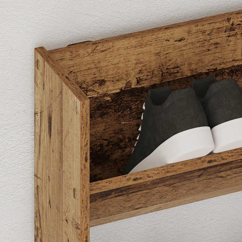 Load image into Gallery viewer, Vidaxl wandschoenenkast 80x18x90 cm bewerkt hout oud houtkleurig
