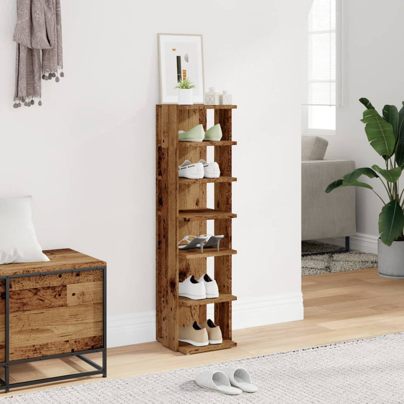Load image into Gallery viewer, Vidaxl schoenenkast 28x27x102 cm bewerkt hout oud houtkleurig
