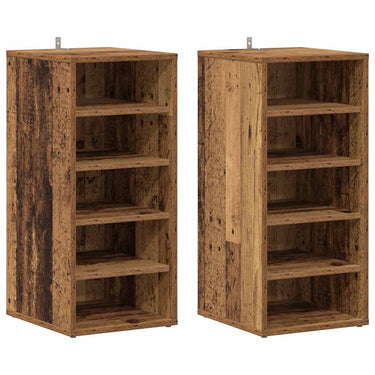 Vidaxl schoenenkasten 2 st 32x35x70 cm bewerkt hout oud houtkleurig