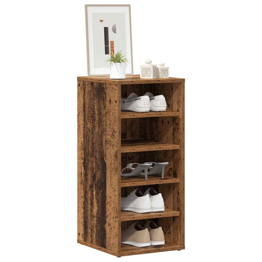 Vidaxl schoenenkasten 2 st 32x35x70 cm bewerkt hout oud houtkleurig