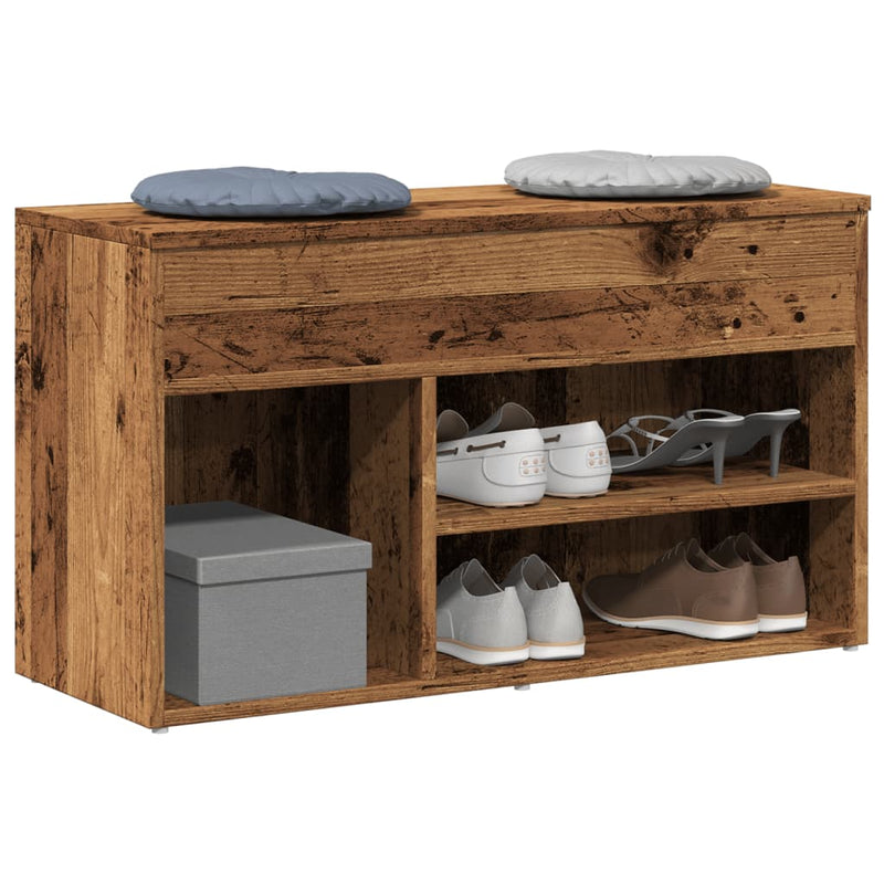 Load image into Gallery viewer, Vidaxl schoenenbank 80x30x45 cm bewerkt hout oud houtkleurig
