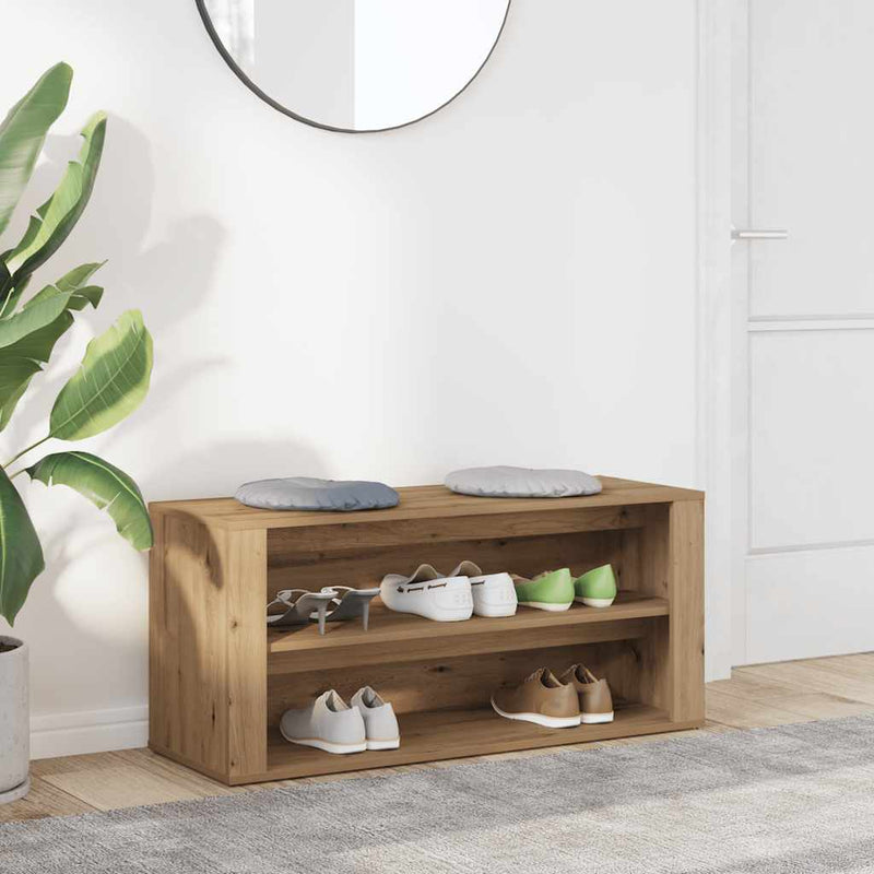Load image into Gallery viewer, Vidaxl schoenenbankje 100x35x45 cm bewerkt hout artisanaal eikenkleur
