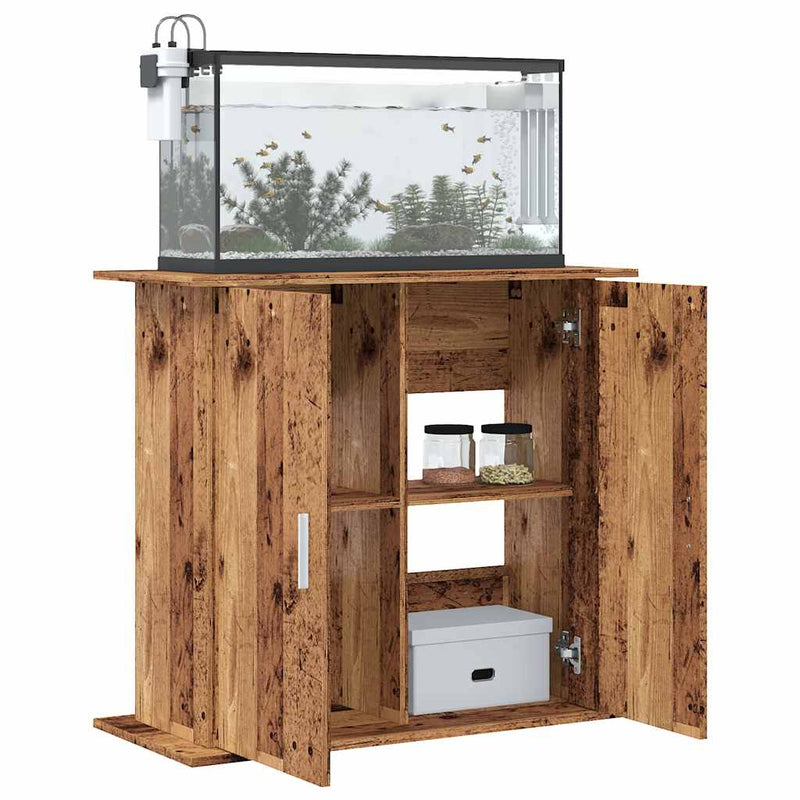 Load image into Gallery viewer, Vidaxl aquariumstandaard 81x36x73 cm bewerkt hout oud houtkleurig
