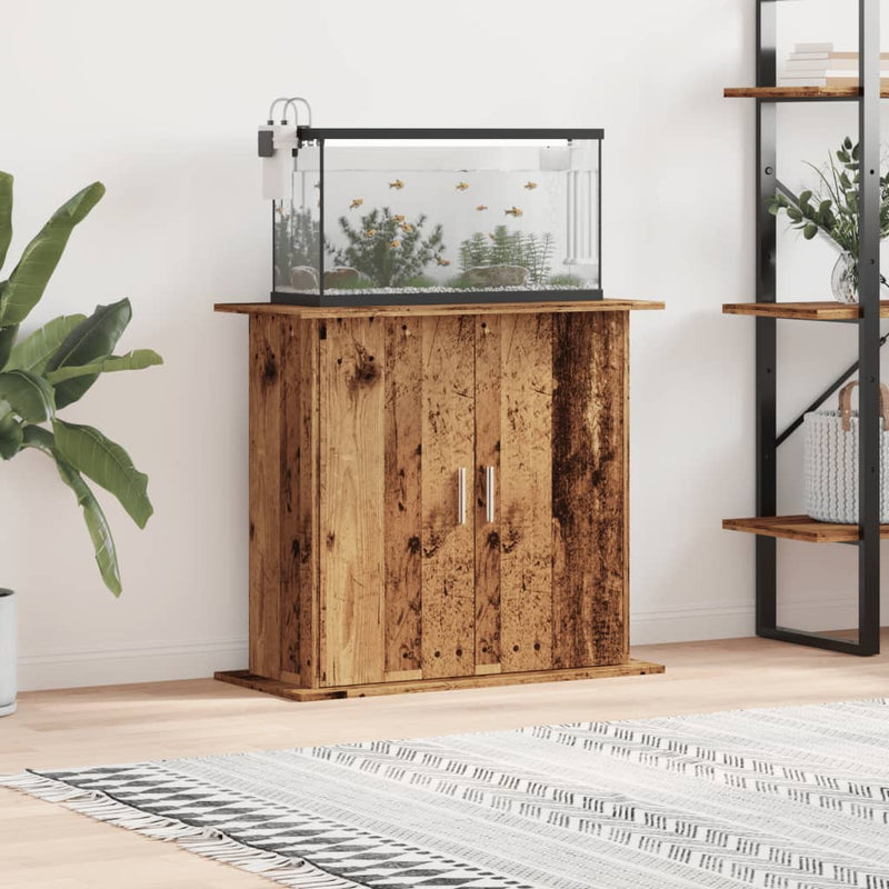Load image into Gallery viewer, Vidaxl aquariumstandaard 81x36x73 cm bewerkt hout oud houtkleurig

