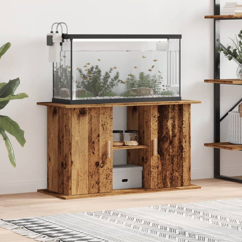 Load image into Gallery viewer, Vidaxl aquariumstandaard 101x41x58 cm bewerkt hout oud houtkleurig
