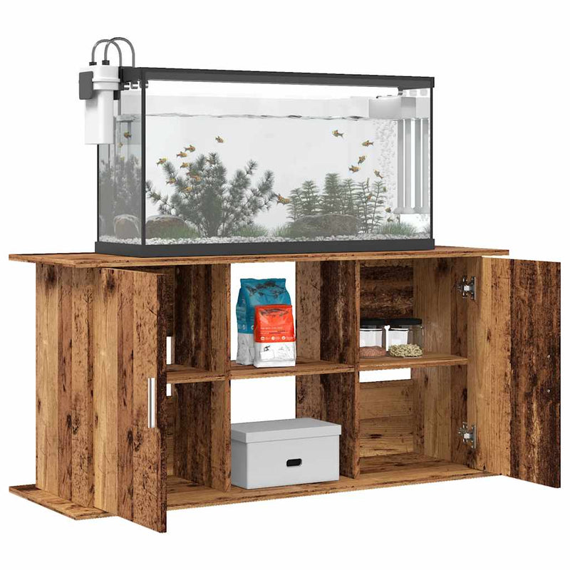 Load image into Gallery viewer, Vidaxl aquariumstandaard 121x41x58 cm bewerkt hout oud houtkleurig
