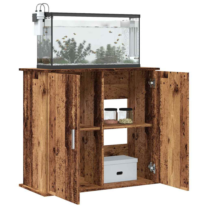Load image into Gallery viewer, Vidaxl aquariumstandaard 81x36x73 cm bewerkt hout oud houtkleurig
