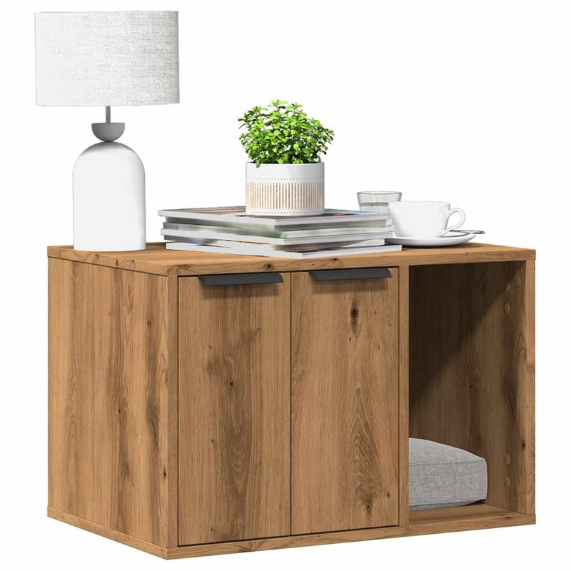 Load image into Gallery viewer, Vidaxl kattenbakkast 60x40x40 cm bewerkt hout artisanaal eikenkleurig
