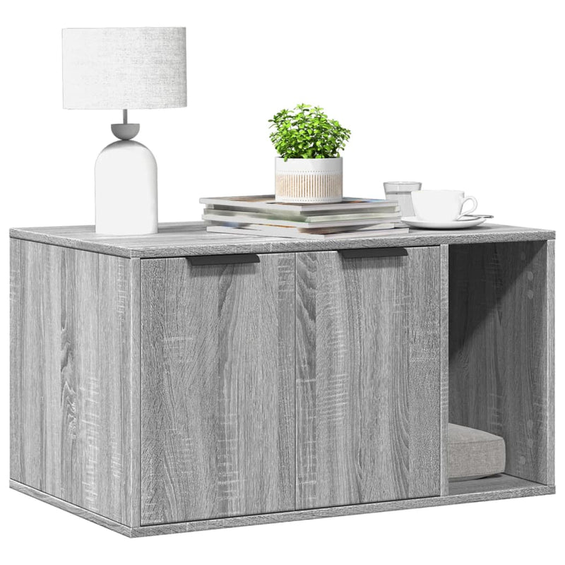 Load image into Gallery viewer, Vidaxl kattenbakkast 80x50x45 cm bewerkt hout grijs sonoma eikenkleur
