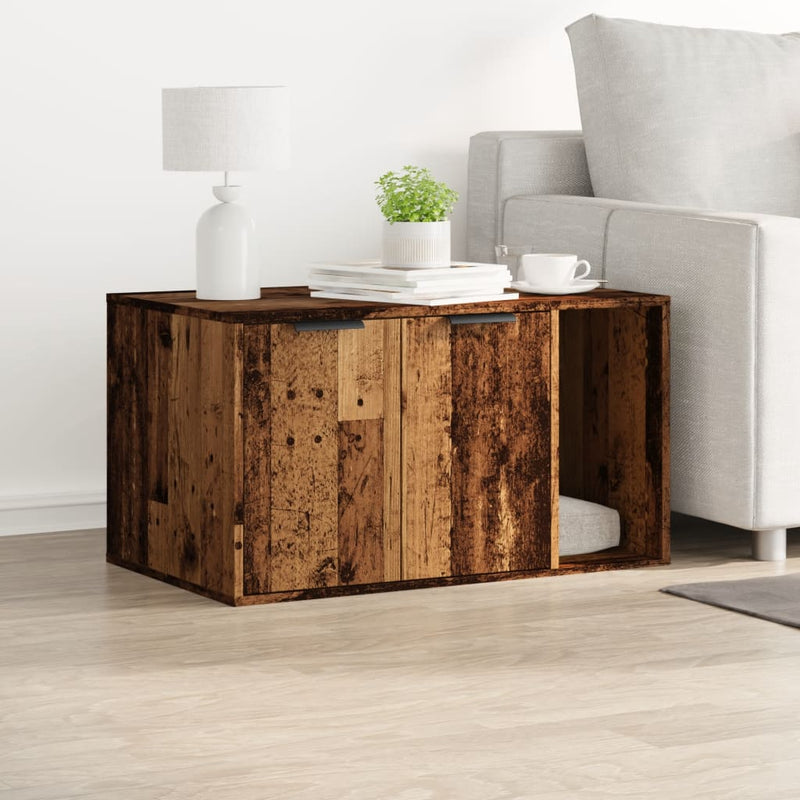 Load image into Gallery viewer, Vidaxl kattenbakkast 80x50x45 cm bewerkt hout oud houtkleurig
