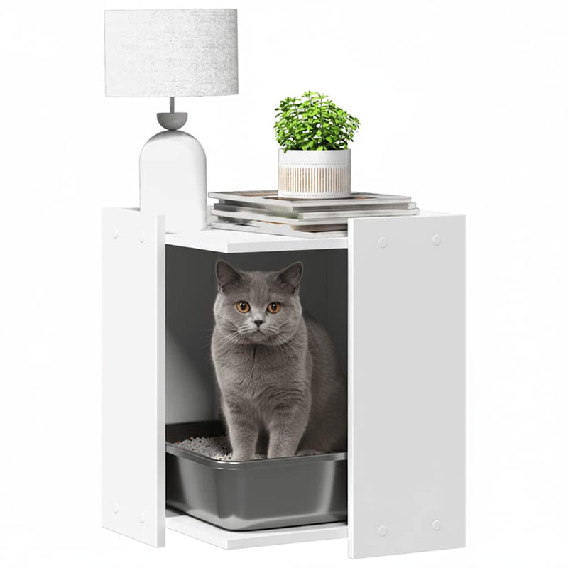 Load image into Gallery viewer, Vidaxl kattenbakkast 42x42x51 cm bewerkt hout wit
