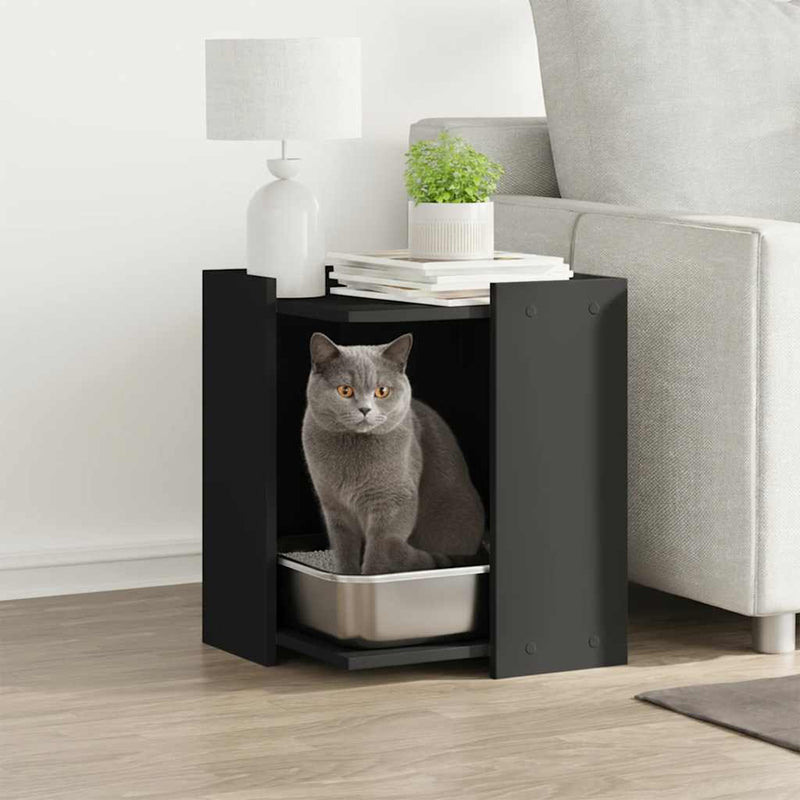 Load image into Gallery viewer, Vidaxl kattenbakkast 42x42x51 cm bewerkt hout zwart
