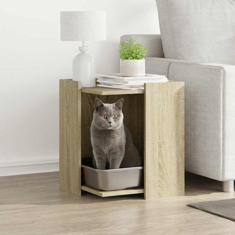 Load image into Gallery viewer, Vidaxl kattenbakkast 42x42x51 cm bewerkt hout sonoma eikenkleurig
