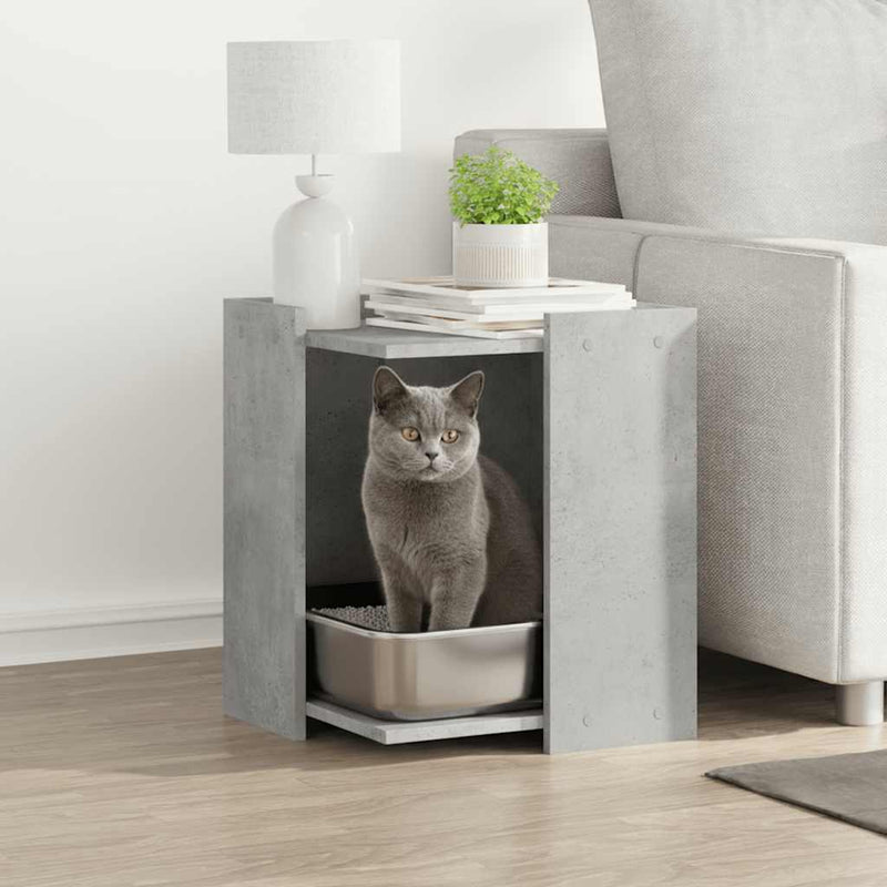 Load image into Gallery viewer, Vidaxl kattenbakkast 42x42x51 cm bewerkt hout betongrijs

