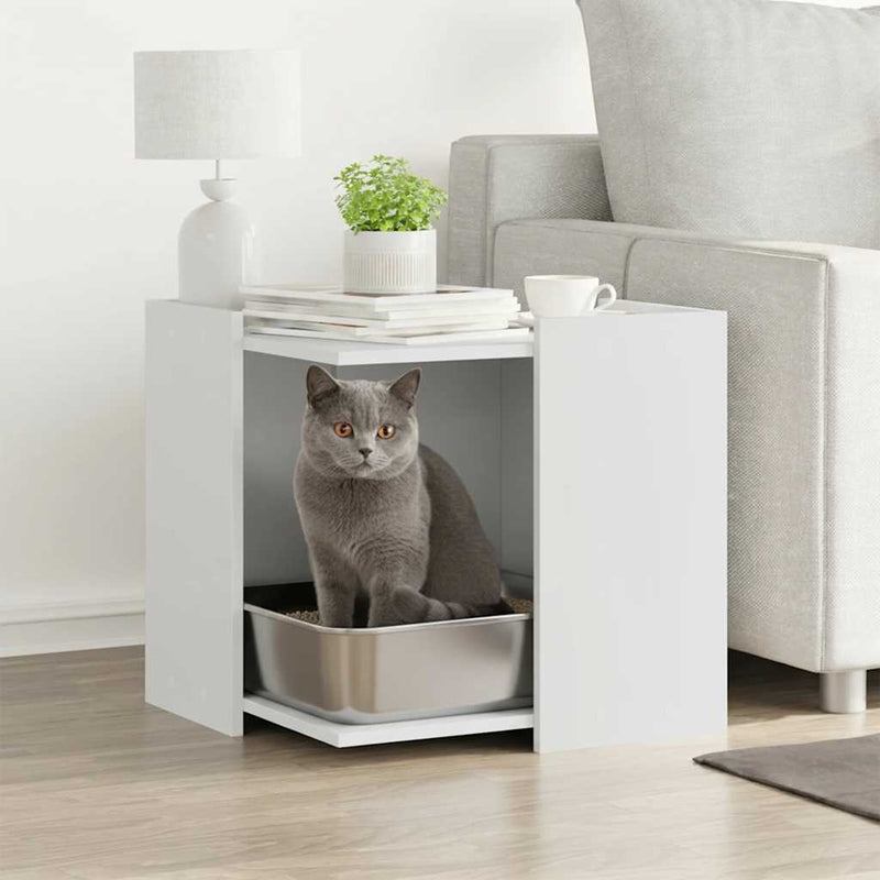 Load image into Gallery viewer, Vidaxl kattenbakkast 53x53x51 cm bewerkt hout wit
