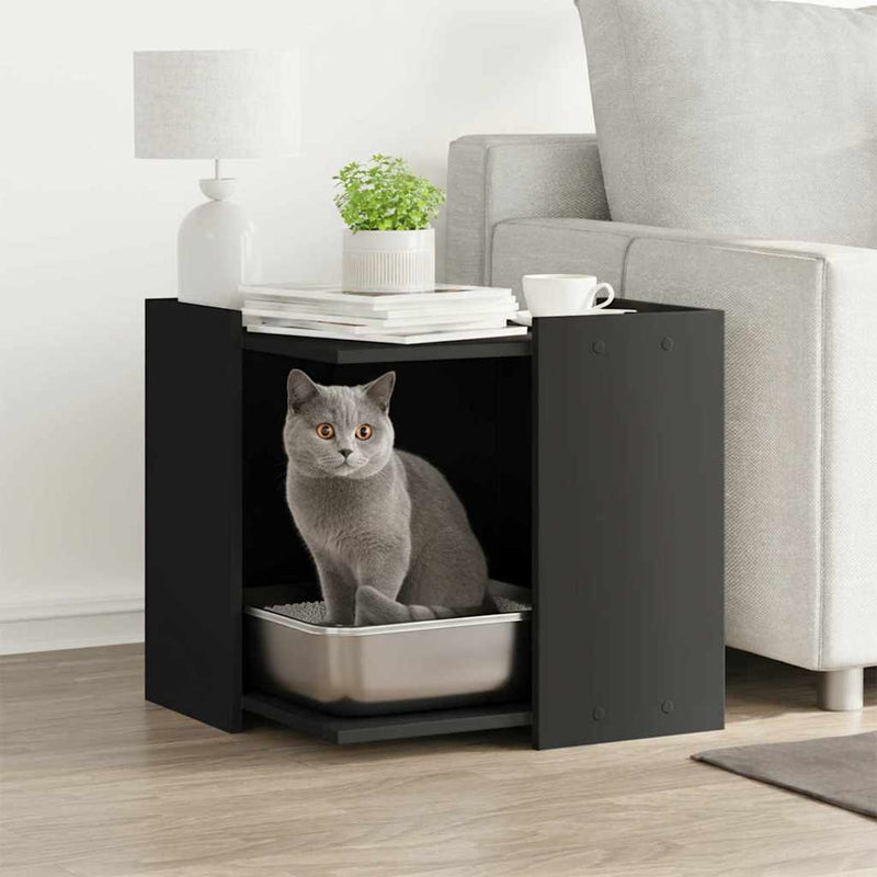 Load image into Gallery viewer, Vidaxl kattenbakkast 53x53x51 cm bewerkt hout zwart
