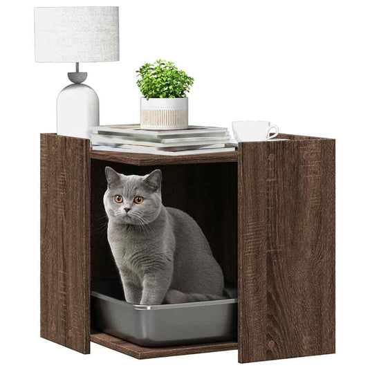 Vidaxl kattenbakkast 53x53x51 cm bewerkt hout bruin eikenkleurig