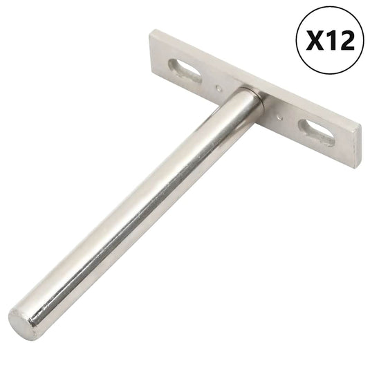 Vidaxl zwevende plankdragers 12st onzichtbaar ø10x100 mm koolstofstaal