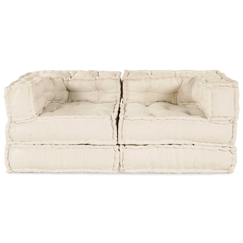 Load image into Gallery viewer, Vidaxl modulair bank 2 pcs crème 140 x 70 x 56 cm stof
