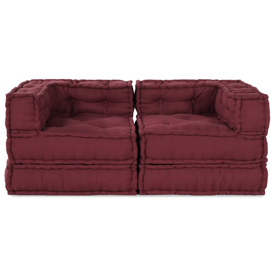 Vidaxl modulair bank 2 pcs bordeaux 140 x 70 x 56 cm stof