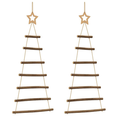 Vidaxl hangende kerstbomen met topsterren 2 st 42x90 cm natuurlijke tak