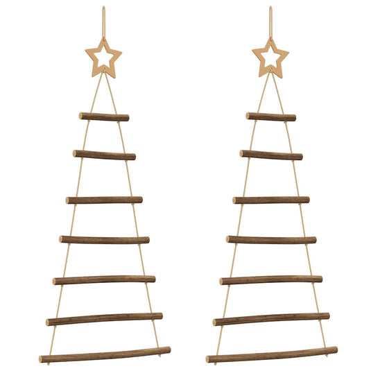 Vidaxl hangende kerstbomen met topsterren 2 st 42x90 cm natuurlijke tak