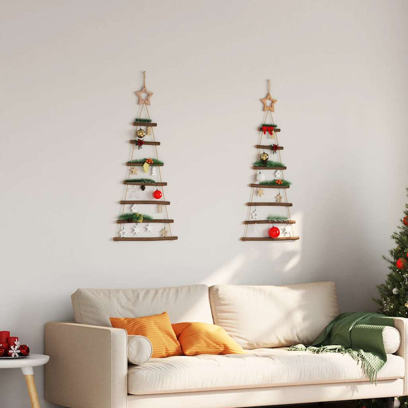 Load image into Gallery viewer, Vidaxl hangende kerstbomen met topsterren 2 st 42x90 cm natuurlijke tak

