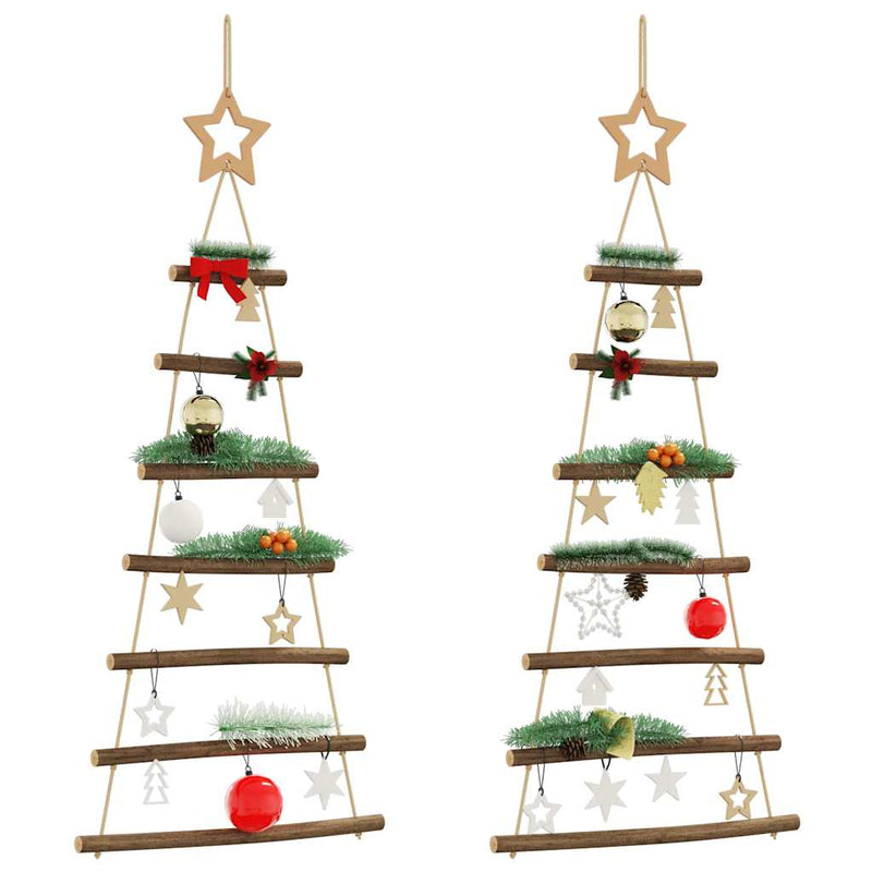 Load image into Gallery viewer, Vidaxl hangende kerstbomen met topsterren 2 st 42x90 cm natuurlijke tak

