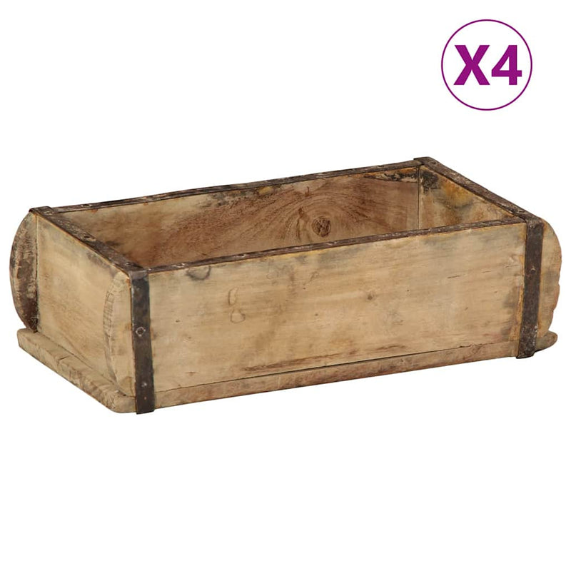 Load image into Gallery viewer, Vidaxl dienblad 4 pcs bruin 30 x 15 x 9 cm massief gerecycled hout
