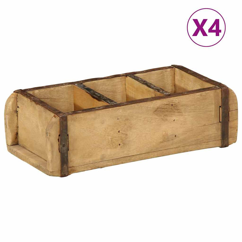 Load image into Gallery viewer, Vidaxl dienblad 4 pcs bruin 30 x 14 x 9 cm massief gerecycled hout
