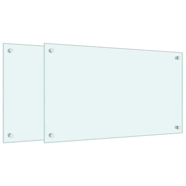 Vidaxl spatschermen keuken 2 st 70x40 cm gehard glas wit